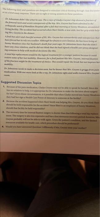 The Following Story And Questions Are Designed To Stimulate Critical Thinking Through Class Discussion Or As A Brief Ess 1