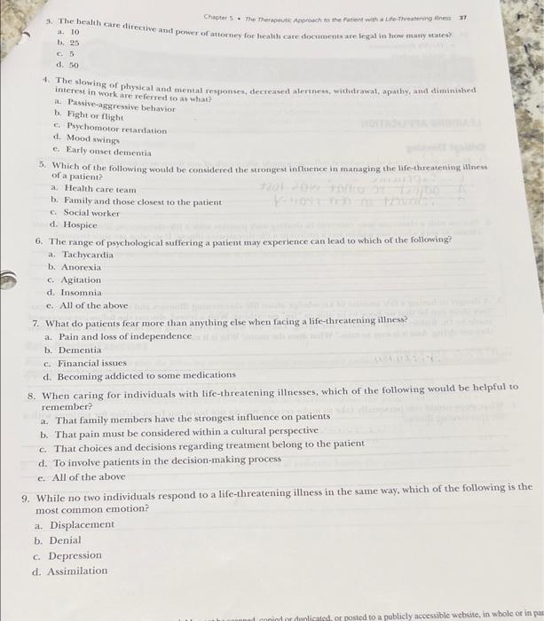 Chapter 5 The Therapeute Approach To The Patient With A Life Threatening Mess 17 3 The Health Care Directive And Power 1