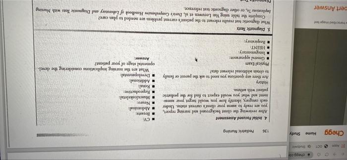Chegg Co Ha Chegg Home Study 136 Pediatric Nursing Cv 4 Initial Focused Assessment After Reviewing The Client Backgrou 1