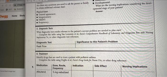 Chegg Co Ha Chegg Home Study 136 Pediatric Nursing Cv 4 Initial Focused Assessment After Reviewing The Client Backgrou 2
