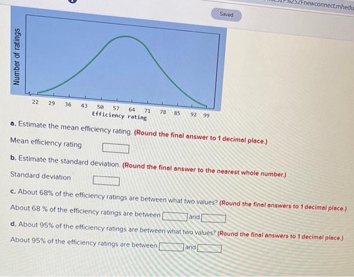 2fnewconnect Mhedu Saved Number Of Ratings 22 29 36 43 50 57 64 71 Efficiency Rating 78 85 92 99 A Estimate The Mean Ef 1