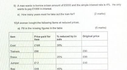 9 A Man Wants To Borrow A Loan Amount Of E5000 And The Simple Interest Rate Is 4 He Only Wants To Pay 1000 In Interes 1