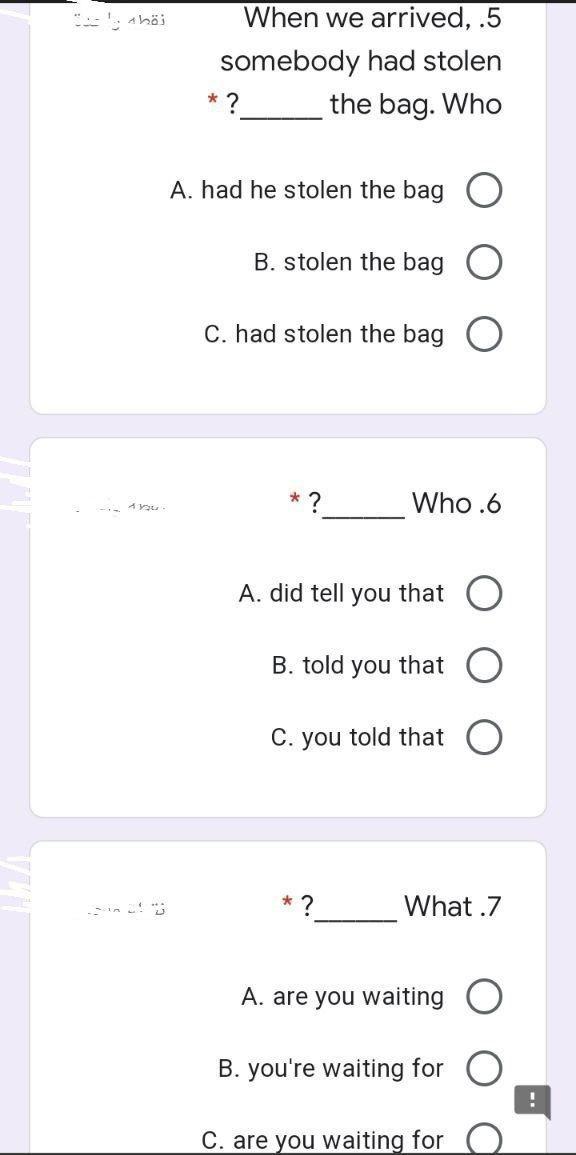 When We Arrived 5 Somebody Had Stolen The Bag Who Sk A Had He Stolen The Bag B Stolen The Bag C Had Stolen The B 1