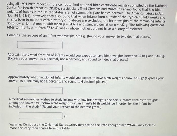 Using All 1991 Birth Records In The Computerized National Birth Certificate Registry Compiled By The National Center For 1