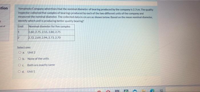 Stion Yamamoto Company Advertises That The Nominal Diameter Of Bearing Produced By The Company Is 2 7cm The Quality Ins 1