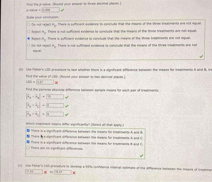 You May Need To Use The Appropriate Technology To Answer This Question The Following Data Are From A Completely Randomi 2