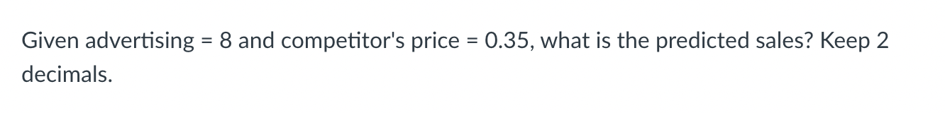 A Retailer Recorded Its Weekly Sales Data For A Particular Product In Addition It Also Recorded Its Own Advertising Ex 3