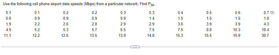 0 2 Use The Following Cell Phone Airport Data Speeds Mbps From A Particular Network Find P30 0 1 0 1 0 2 0 3 0 3 0 8 1