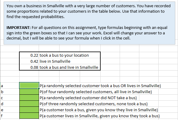 You Own A Business In Smallville With A Very Large Number Of Customers You Have Recorded Some Proportions Related To Yo 1