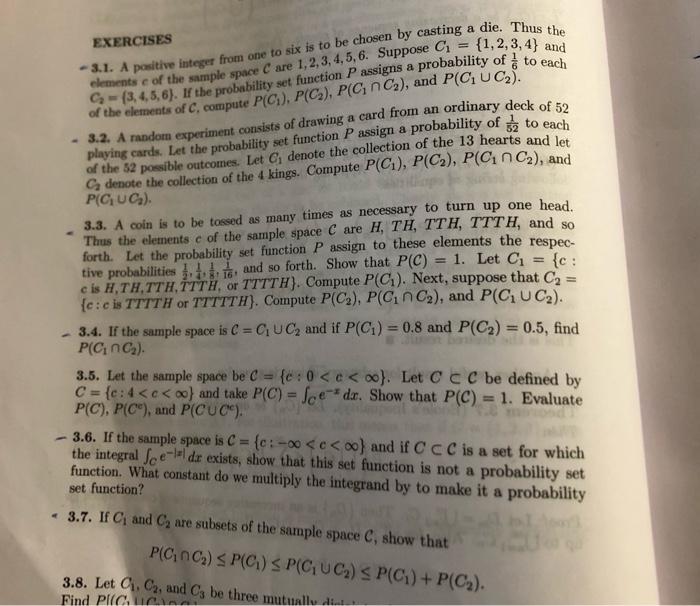 1 2 3 4 And G 3 4 5 6 If The Probability Set Function P Assigns A Probability Of To Each Exercises 3 1 A Positive 1