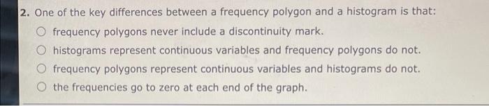 2 One Of The Key Differences Between A Frequency Polygon And A Histogram Is That O Frequency Polygons Never Include A 1