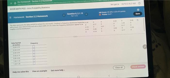 178 Do Homework Section 2 2 Homework Www Mal Com 30335 Math P122 Intro Probability Statistics Ex Garcia00 3 2227 Am Qu 1