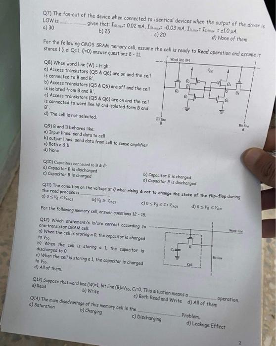 Q7 The Fan Out Of The Device When Connected To Identical Devices When The Output Of The Driver Is Low Is Given That I 0 1