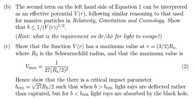 Using Similar Reasoning To Section 5 4 Of Relativity Gravitation And Cosmology It Can Be Shown That Photons Passing Ne 2