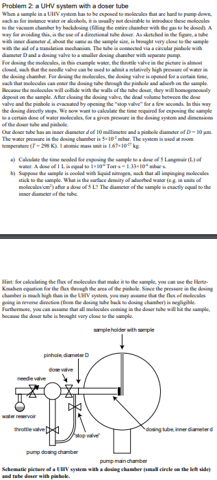 Problem 2 A Uhv System With A Doser Tube When A Sample In A Uhv System Has To Be Exposed To Molecules That Are Hard To P 1
