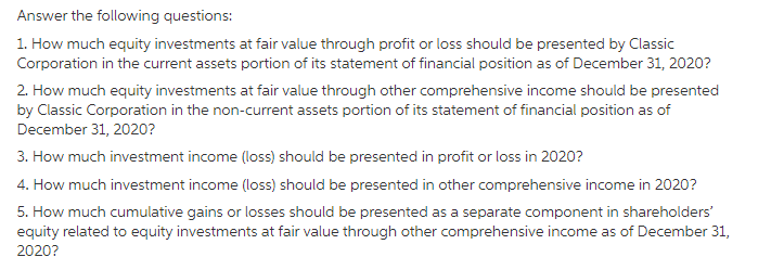 Problem 2 4 Classification Acquisition Measurement And Disposal Of Equity Securities Illustrative Working Paper Yo 3