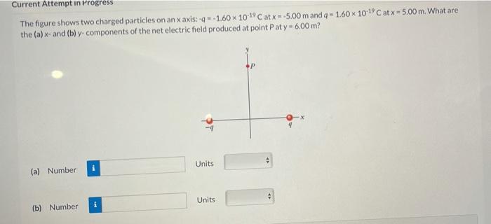 Current Attempt In Progress The Figure Shows Two Charged Particles On An Xaxis 4 160 X 10 1 C At X 5 00 M And Q 1 1