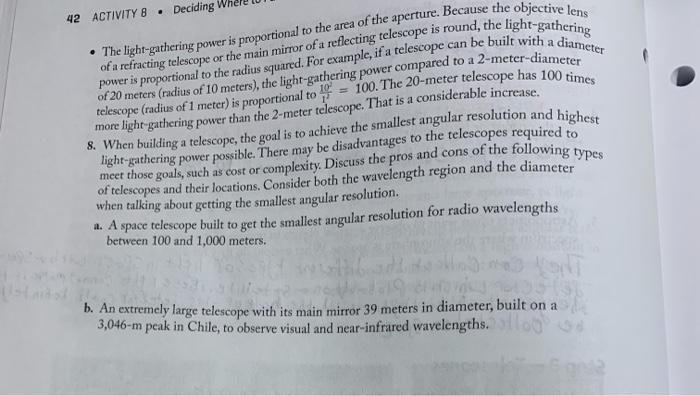 Step 4 Angular Resolution And Light Gathering Power Let S Consider The Choices That Need To Be Made Between The Advantag 2