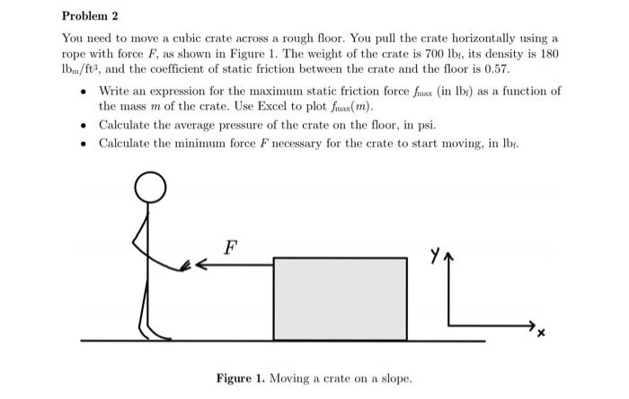 Problem 2 You Need To Move A Cubic Crate Across A Rough Floor You Pull The Crate Horizontally Using A Rope With Force F 1