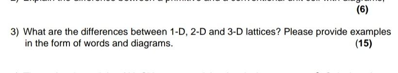 6 3 What Are The Differences Between 1 D 2 D And 3 D Lattices Please Provide Examples In The Form Of Words And Diag 1