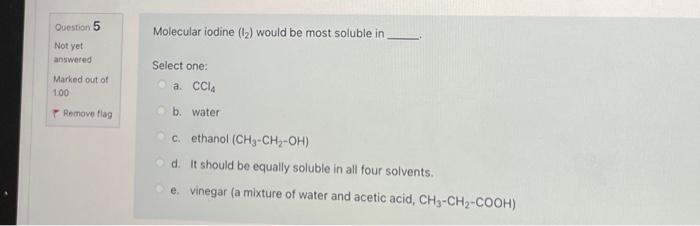 Which Of The Following Statements About The Solubility Of Methanol Ch3oh And Methanethiol Ch Sh Are True Select One 3