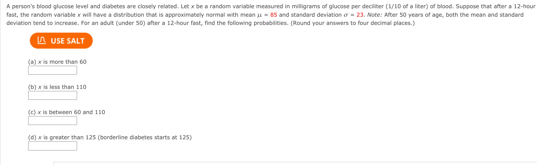 A Person S Blood Glucose Level And Diabetes Are Closely Related Let X Be A Random Variable Measured In Milligrams Of Gl 1