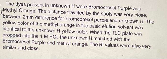 1 Select One Of The Two Dyes That Was Present In Your Unknown Dye Solution Draw Rhe Predominant Chemical Structure Tha 2