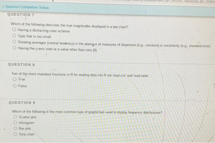 03351 Course De 25809 Question Completion Status Question 7 Which Of The Following Obscures The True Magnitudes Display 1