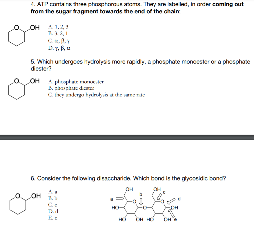 4 Atp Contains Three Phosphorous Atoms They Are Labelled In Order Coming Out From The Sugar Fragment Towards The End 1