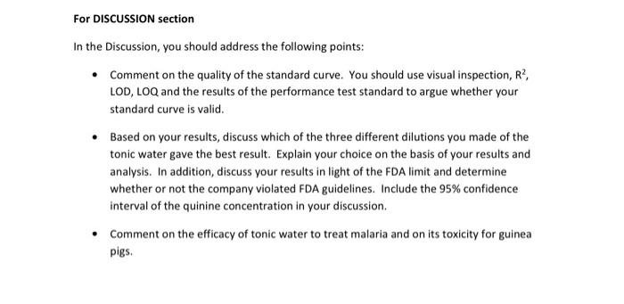 For Discussion Section In The Discussion You Should Address The Following Points Comment On The Quality Of The Stand 1
