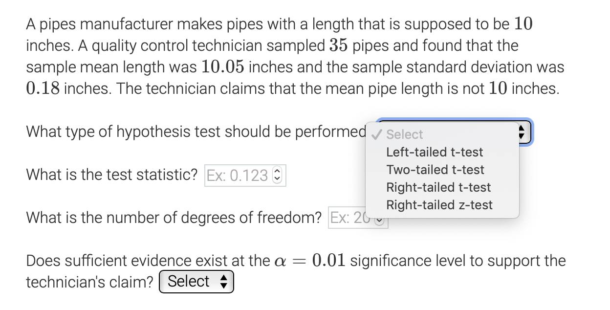 A Pipes Manufacturer Makes Pipes With A Length That Is Supposed To Be 10 Inches A Quality Control Technician Sampled 35 1