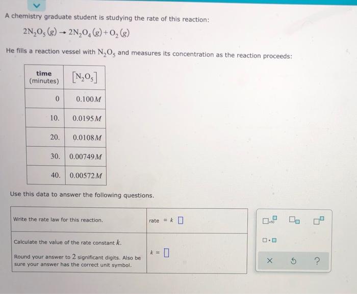 A Chemistry Graduate Student Is Studying The Rate Of This Reaction 2n 0 G 2n 0 G He Fills A Reaction Vesse 1