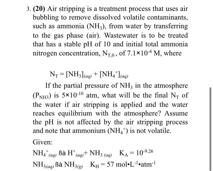3 20 Air Stripping Is A Treatment Process That Uses Air Bubbling To Remove Dissolved Volatile Contaminants Such As A 1