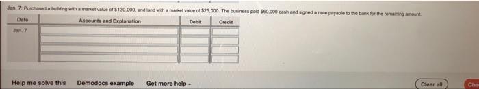 Jan 7 Purchased A Building With Market Value Of 130 000 And And With A Market Value Of 25 000 The Business Paid 50 1
