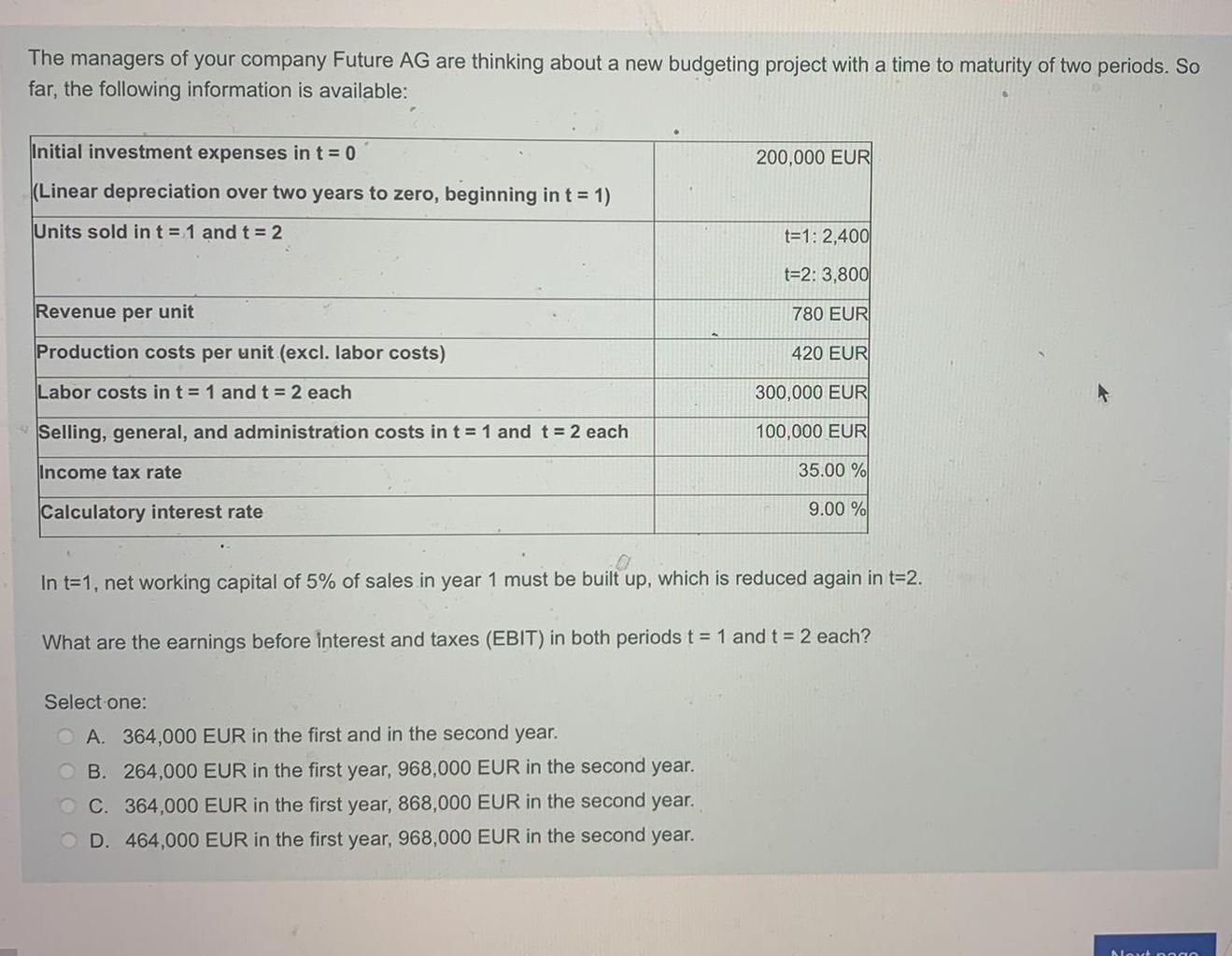 The Managers Of Your Company Future Ag Are Thinking About A New Budgeting Project With A Time To Maturity Of Two Periods 1