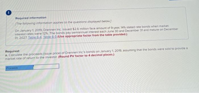 Required Information The Following Information Applies To The Questions Displayed Below On January 1 2019 Drennen Inc 2