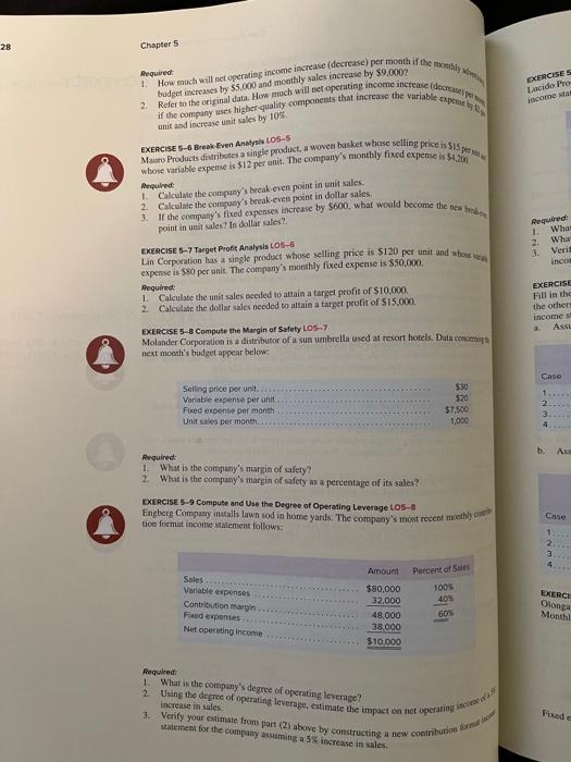 28 Chapter 5 Required 1 How Much Will Act Operating Income Increase Decrease Per Month If The Motyw Budget Increases 1