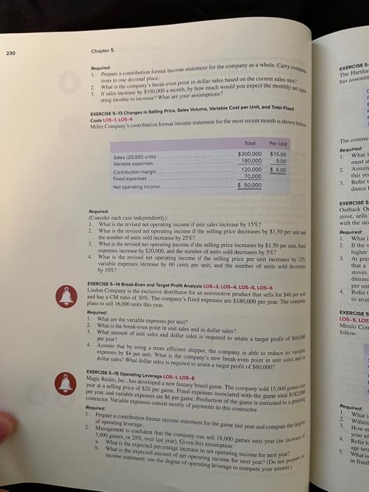 230 Chapter 5 Sales Mir Exercises The Hansker Hawa Arquie Prepare A Formatince Statement For The Company As A Whole Ca 1