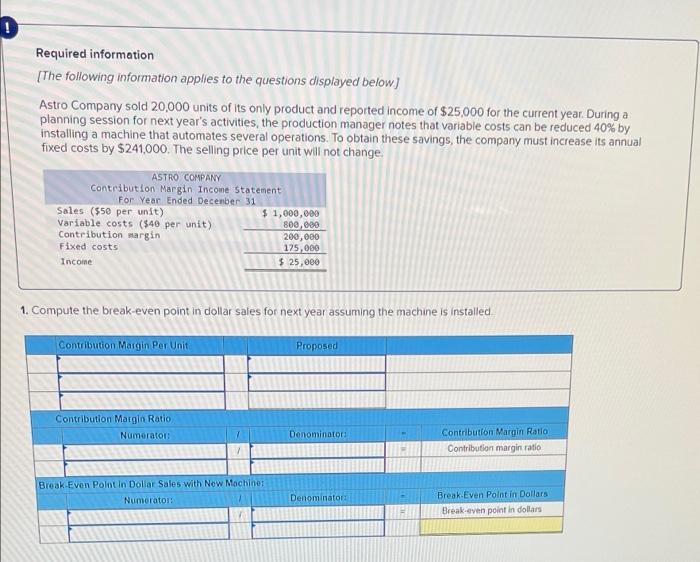 Required Information The Following Information Applies To The Questions Displayed Below Astro Company Sold 20 000 Unit 1