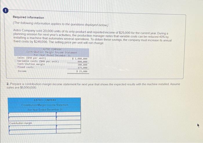 Required Information The Following Information Applles To The Questions Displayed Below Astro Company Sold 20 000 Units 1