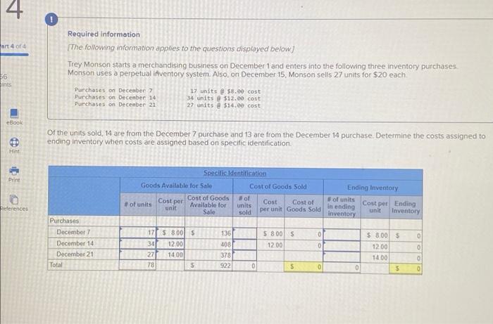 4 Art 4 Of 4 Required Information The Following Information Applies To The Questions Displayed Below Trey Monson Starts 1