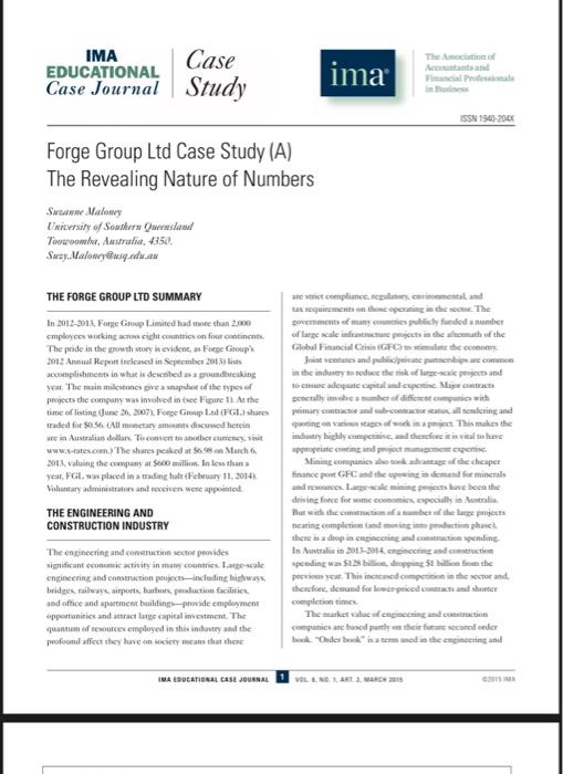 The Action Act Ima Educational Case Journal Case Study Ima Issn 1940 2003 Forge Group Ltd Case Study A The Revealing N 1