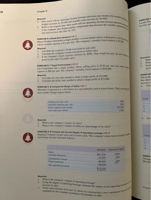 28 Chapter 5 Exercises Lacido Pro Income Required 1 How Much Will Not Operating Income Increase Decrease Per Moothie 1