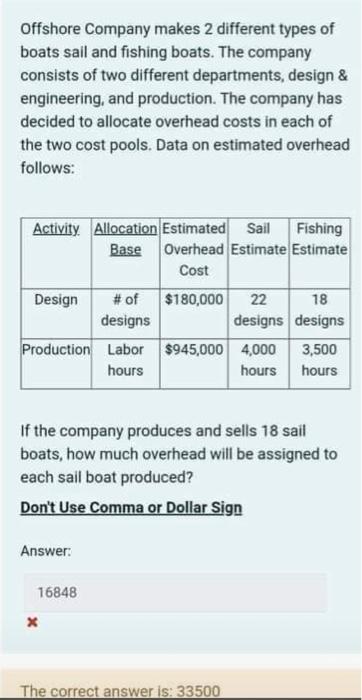 Offshore Company Makes 2 Different Types Of Boats Sail And Fishing Boats The Company Consists Of Two Different Departme 1