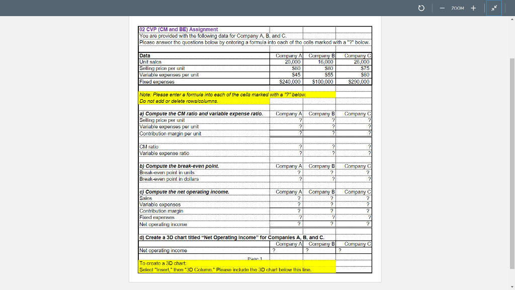 0 Zoom 02 Cvp Cm And Be Assignment You Are Provided With The Following Data For Company A B And C Please Answer T 1