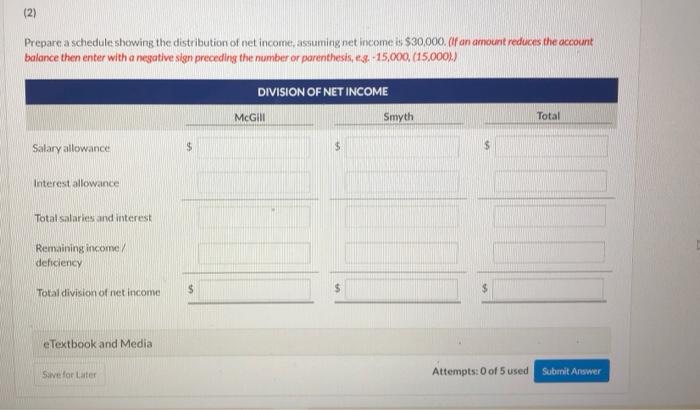 Mcgill And Smyth Have Capital Balances On January 1 Of 57 000 And 47 000 Respectively The Partnership Income Sharing 3