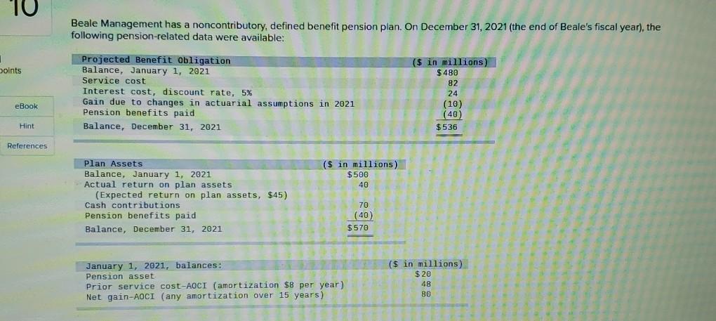 To Beale Management Has A Noncontributory Defined Benefit Pension Plan On December 31 2021 The End Of Beale S Fiscal 1