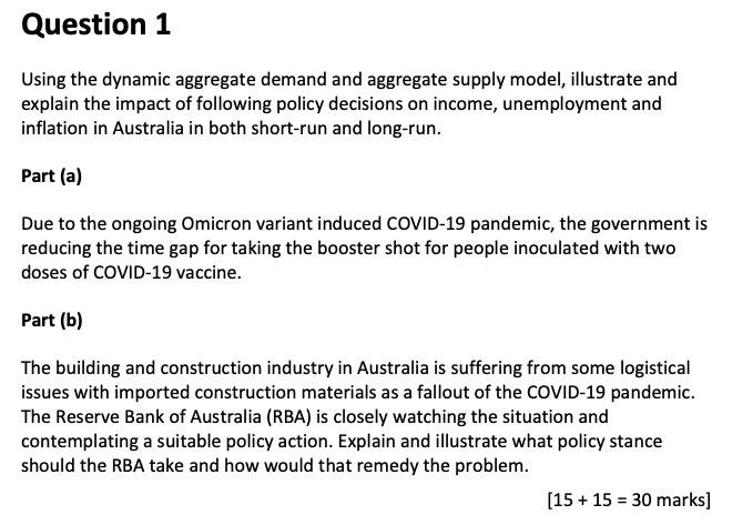 Question 1 Using The Dynamic Aggregate Demand And Aggregate Supply Model Illustrate And Explain The Impact Of Following 1