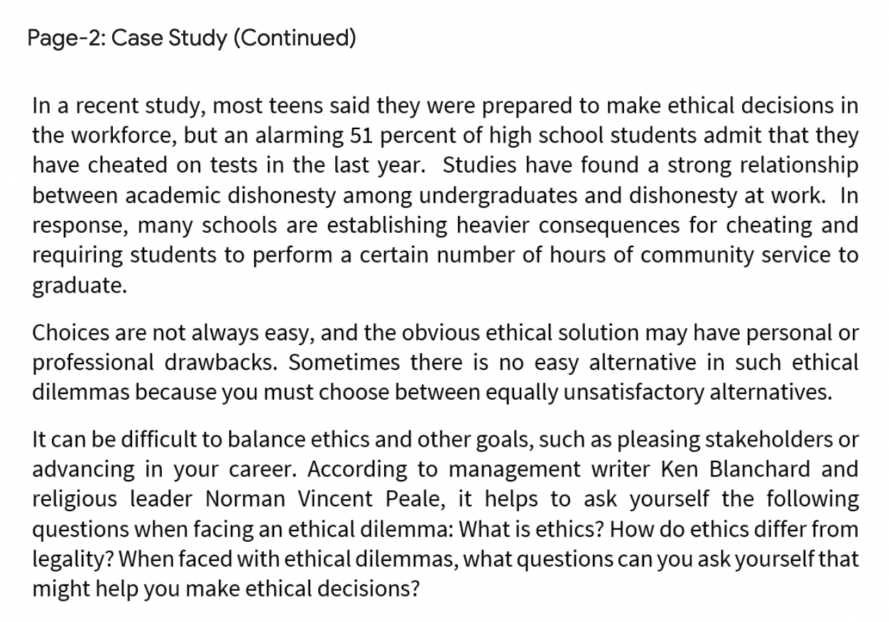 Case Study Analysis 15 Marks Ethics Begins With Each Of Us Copy Paste It Is Easy To Criticize Business And Political 2