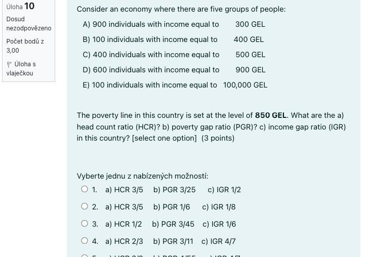 Uloha 10 Dosud Nezodpovezeno Pocet Bodu Z 3 00 Puloha S Vlajeckou Consider An Economy Where There Are Five Groups Of Peo 1